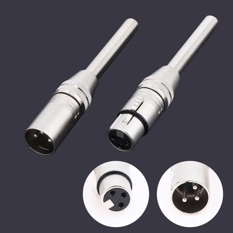 XLR 3 Pin Connector Male Female With Long Spring Microphone Plug Replacement Parts For Live Sound Audio Equipment Installation