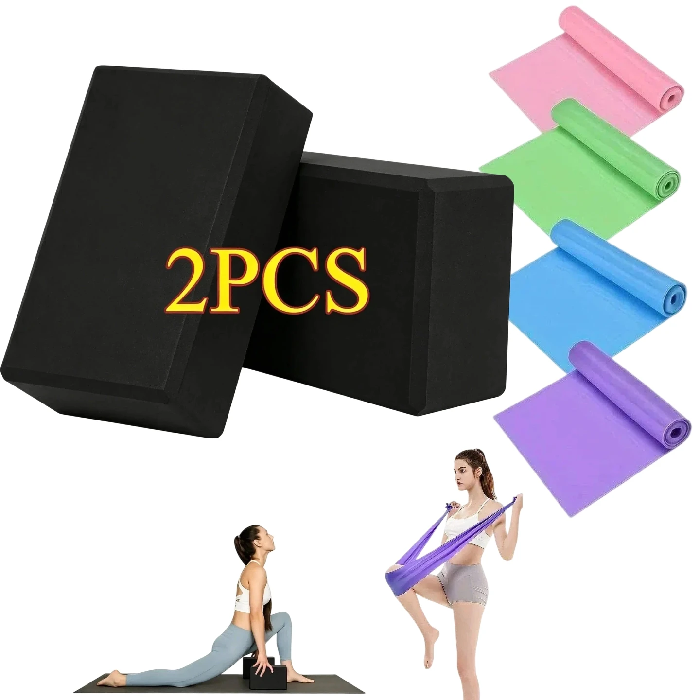 Female Blocks 2/3/4PCS Yoga Blocks Made from High-Density Foam Lightweight Supportive ...
