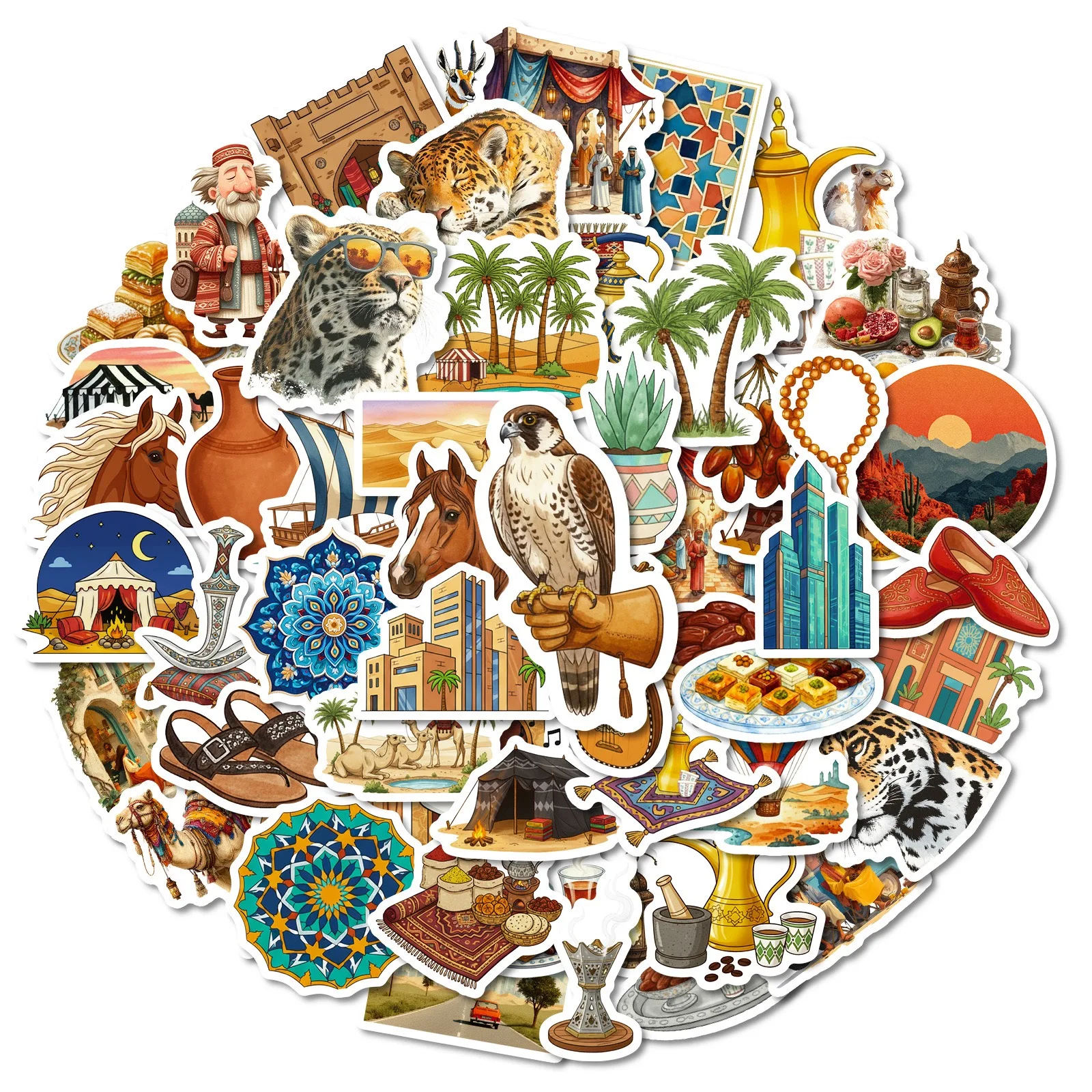 10/56Pcs Cool Arab World Arabic Style Travel Stickers Middle East Area Feature Landscape Decals DIY Luggage Bottle Phone Lapto