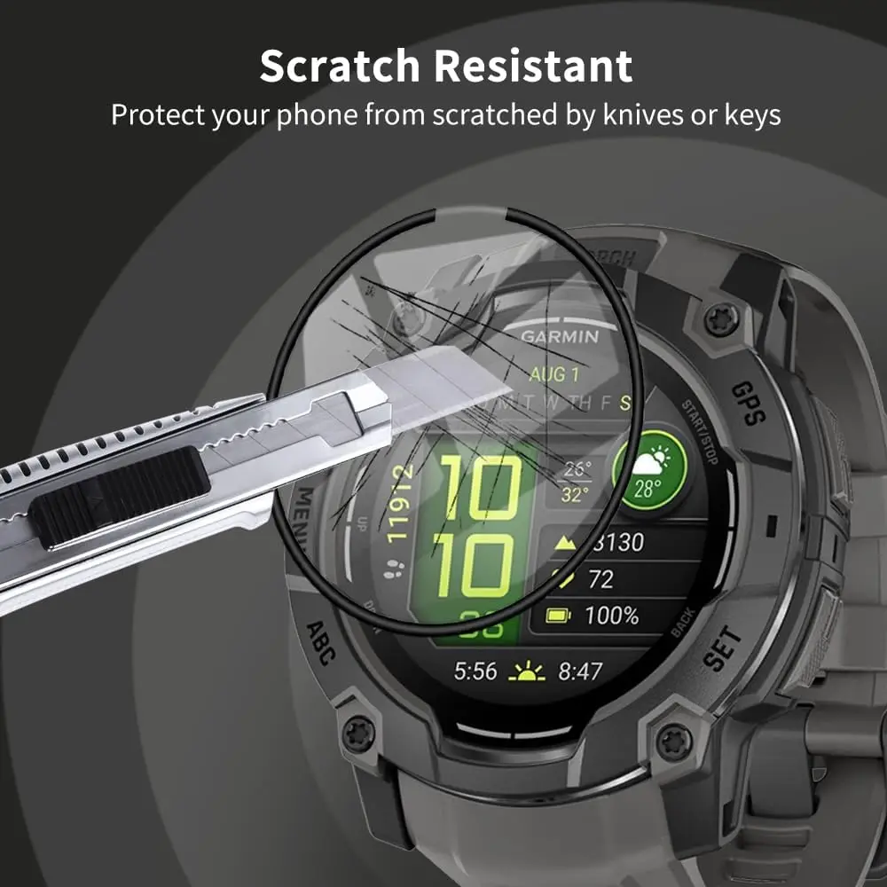 Garmin Instinct 3 50mm / 45mm 스마트 시계 전체 커버 보호 필름 용 3PCS 3D 곡선 가장자리 화면 보호기