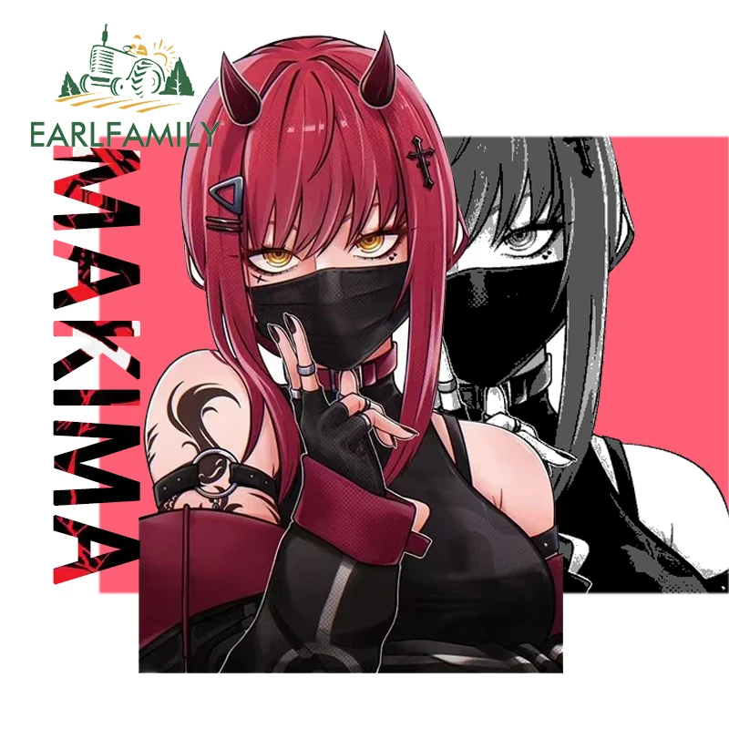 

EARLFAMILY Makima Devil Fanart Car Stickers Creative Fashionable Decal Waterproof Helmet Refrigerator Car Lable Accessories