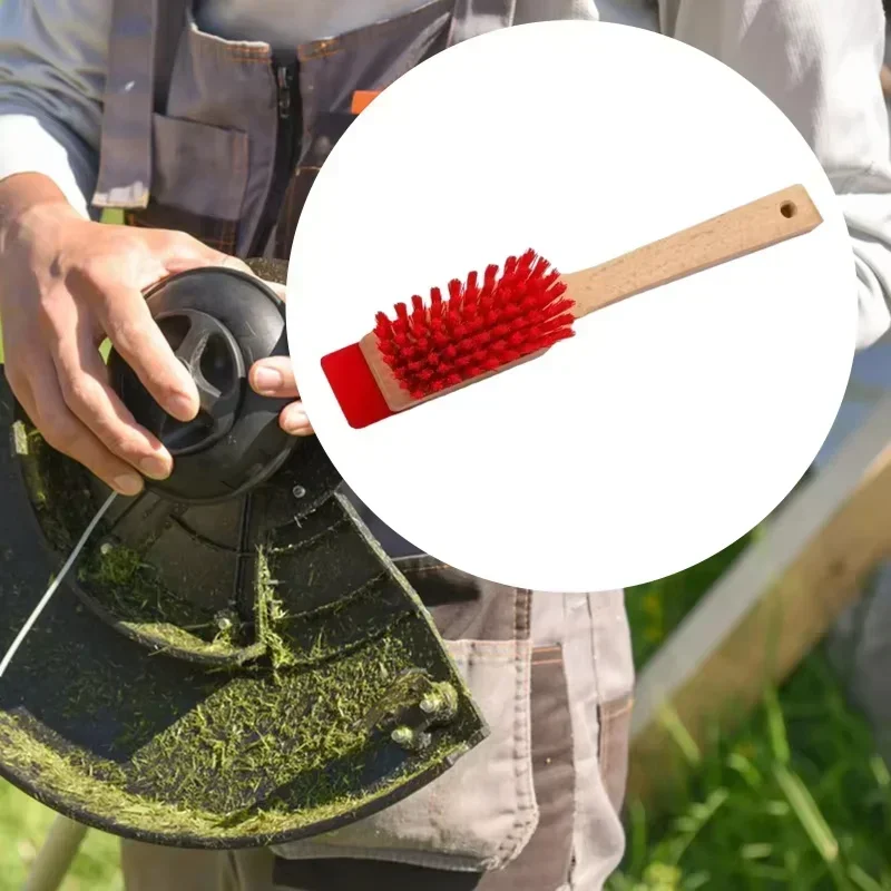 lawnmower brush portable heavy duty outdoor scraper brush lawn mower cleaner garden lawn mower cleaner with wooden handle