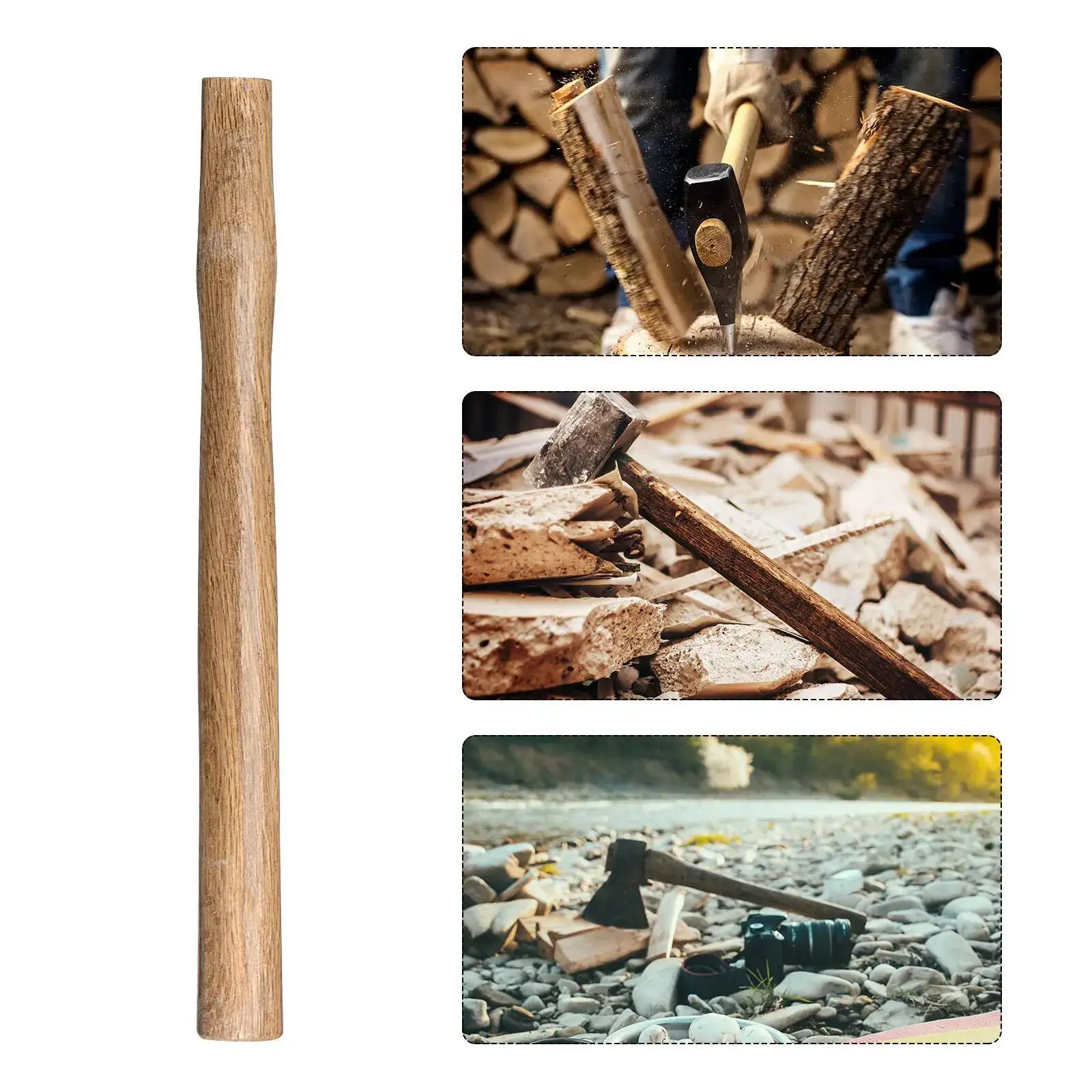 15インチの木製ハンマーハンドル交換部品は、4ポンドのハンマー用の楕円形の穴が付いた2ピースセットに適しています。