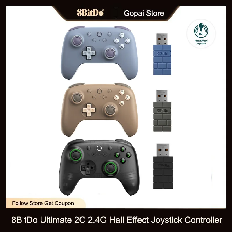 8BitDo Ultimate 2C Wireless Gaming Controller Hall Effect Joystick for PC, Windows 10, 11, Steam Deck, Raspberry Pi, Android