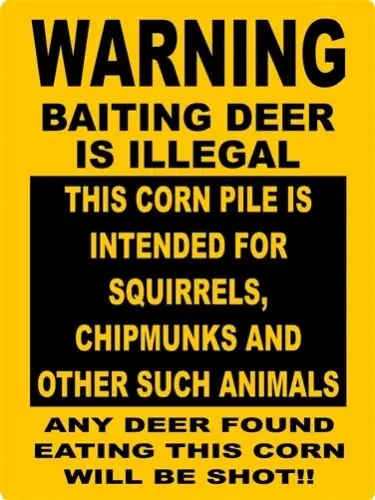 Warning baiting deer is illegal squirrels chipmunks USA 12