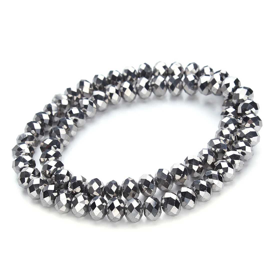 1Strand  3 4 6 8 10mm Silver Plated Color Rondelle Flat Faceted Crystal Beads Glass Spacer Beads For DIY Crafts Ornament Making