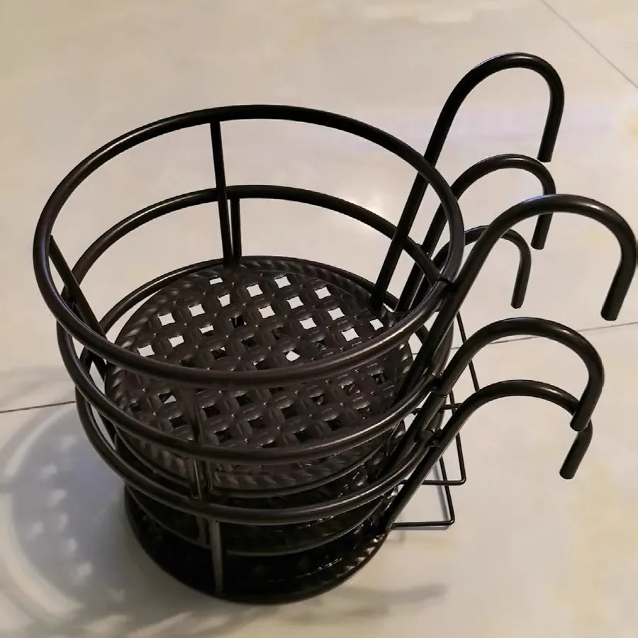 Balcony Hanging Metal Plant Stand, Railing Flower Basket Holder, Window Sill Fence Hanging Flower Pot Rack, Outdoor Iron Plant D