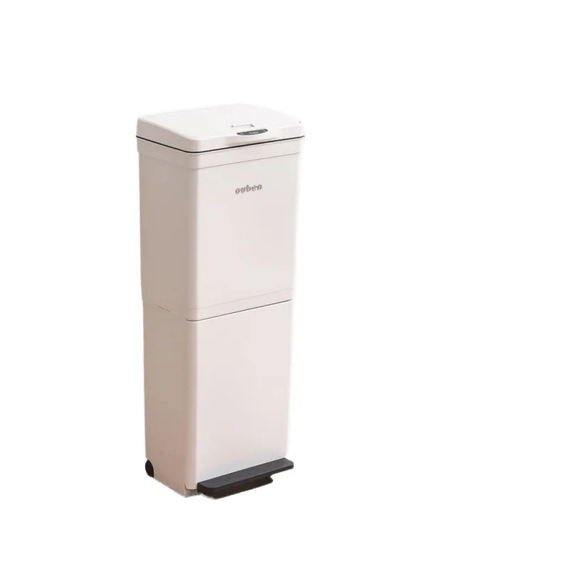 

Double-layer kitchen trash can household tall large capacity with wheels removable dry and wet separation garbage storage
