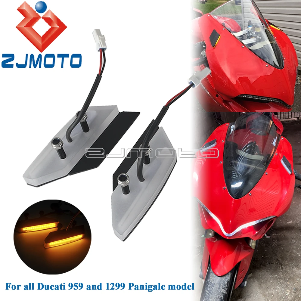 

1Pairs Motorcycle LED Turn Signal Indicators Flasher For Ducati 959 1299 Panigale Black LED Mirror Block Off Blinker Amber Light