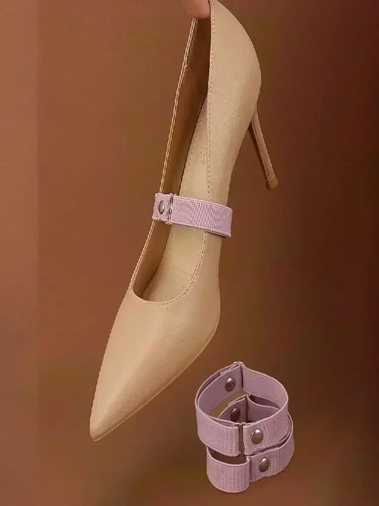 3 pary wysokich elastyczne buty ramiączek trzymają luźna, wysoka obcasy buty opaska anty-luźne dla dziewczynek buty paski jednolite kolorowe sznurowadła — zdjęcie 2