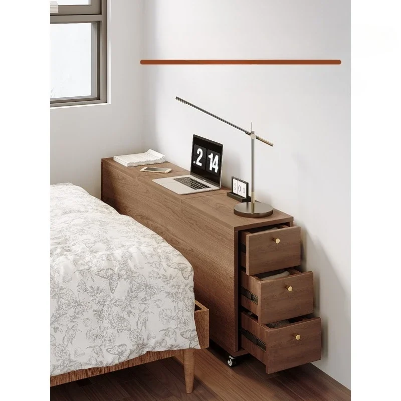 Solid wood bedroom bedside cabinet bedside high cabinet simple long crevice storage cabinet narrow