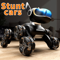 DWI Eight wheeled stunt dog 2.4G remote control intelligent swing arm drift robot dog climbing car children's Gift Toy