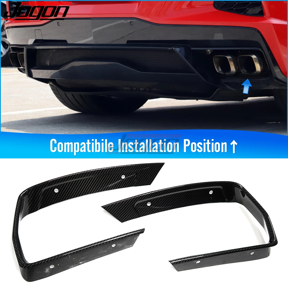 

Carbon Fiber Bumper Trim For Chevrolet Corvette C8 Stingray Coupe 2020 2021-2023 Car Rear Diffuser Exhaust Tailpipe Frame Panel