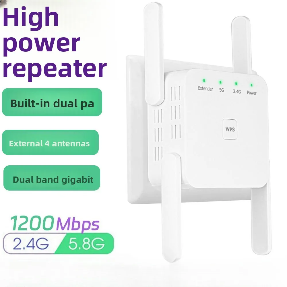 5Ghz WiFi Repeater AC1200 Wi-Fi Booster WiFi Extender Amplifier 2.4G/5GHz Wi-Fi Signal Booster Long Range Network Access Point