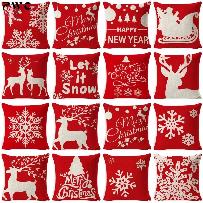 Christmas Linen Cushion Cover Sofa Cushions Plant Throw Pillow Covers Christmas Decorations For Home Decoration Natale