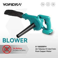 Soplador de aire eléctrico inalámbrico YOFIDRA 2 en 1, soplador de aire y succión de mano para jardín, herramienta limpiadora de polvo para nieve y hojas para batería Makita de 18V