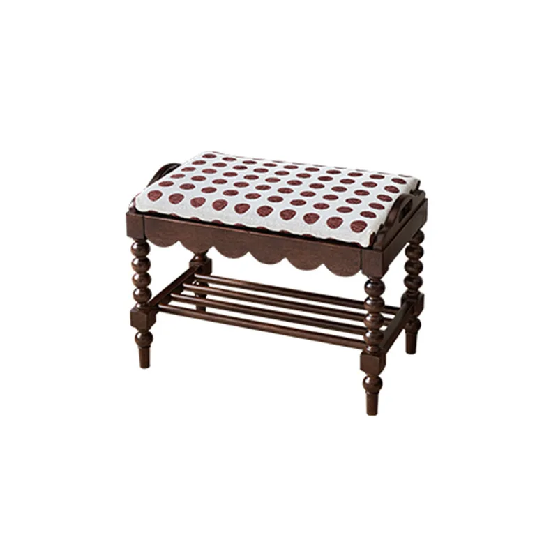 

French antique style, solid wood soft bag, makeup stool