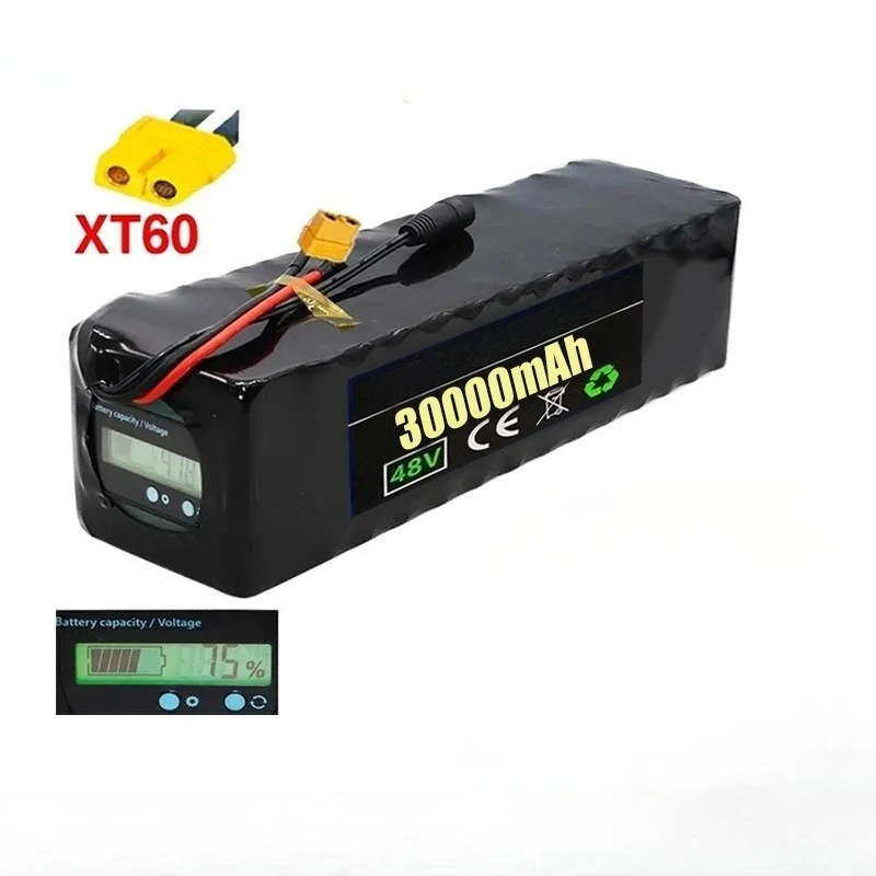 حزمة بطارية 13S4P 48 فولت 30 أمبير في الساعة مع شاشة عرض الطاقة 18650 بطارية ليثيوم للسيارات الكهربائية والدراجات النارية