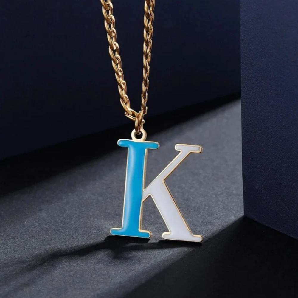 Initial Letter A To Z Alphabet Pendant for Women 18K Gold Plated Enamel Customized Coloful Initial Slide Name Necklace for Gift