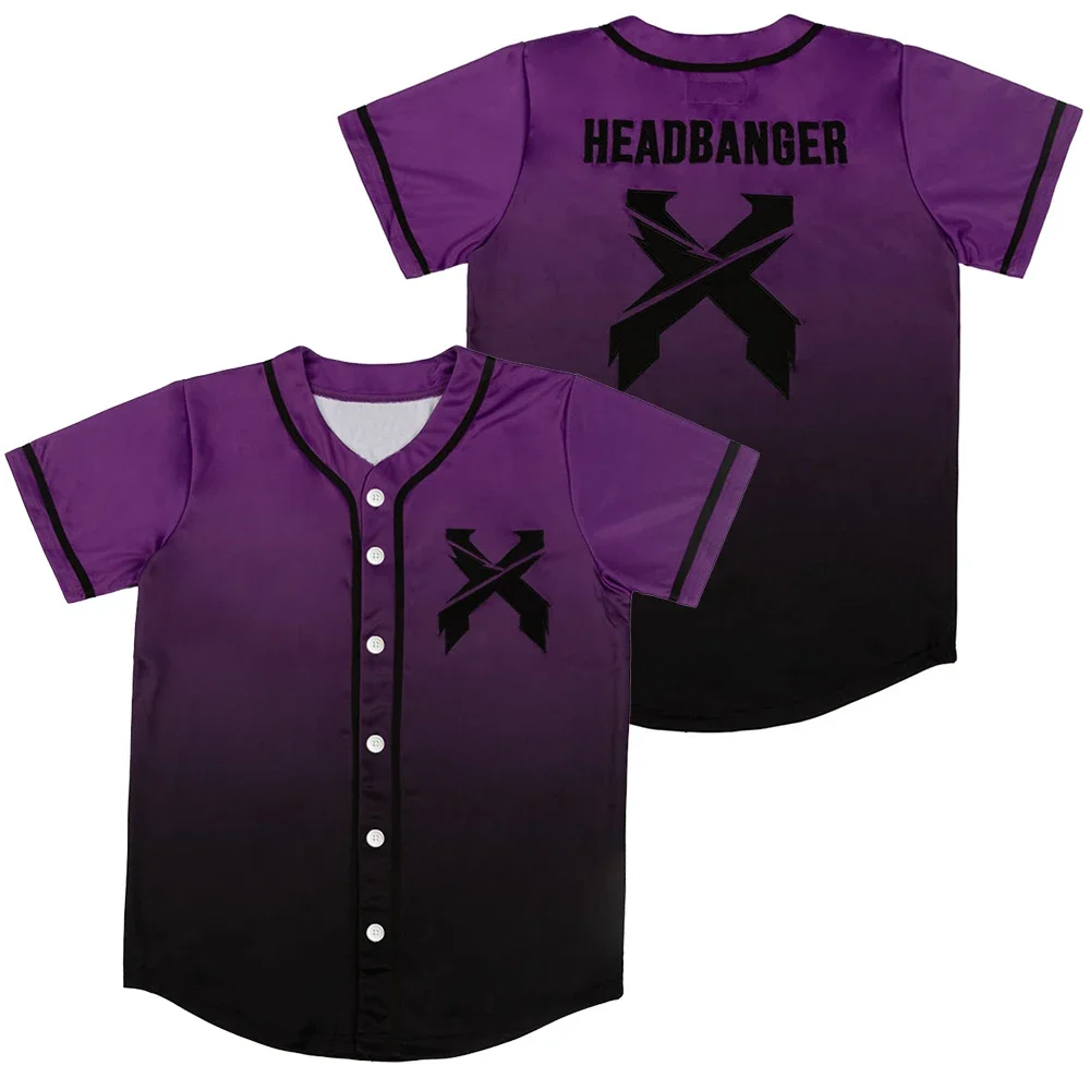 

Excision HEADBANGER Baseball Jersey Men Women Harajuku Thin button Baseball uniform Oil Slick Baseball Jersey For Concert Site