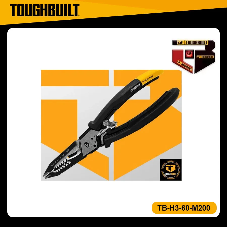 TOUGHBUILT Multifunctional Electric Wire Stripper Pliers 8 Inch with Screw Cutter TB-H3-60-M200