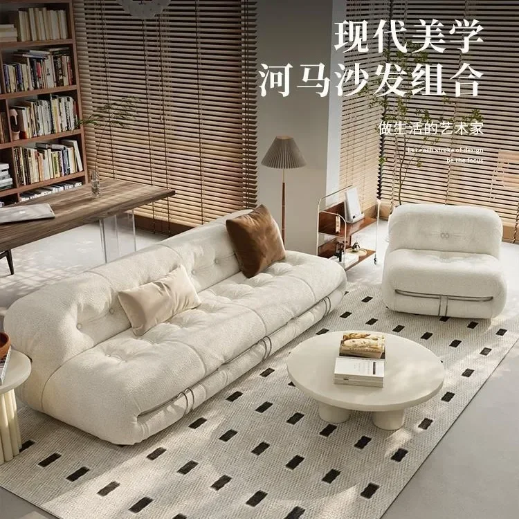 Living room small apartment household Internet celebrity sofa, antique living room steel tooth sofa