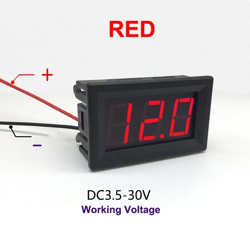 تيار مستمر 3.5-30 فولت سيارة رقمية الفولتميتر السيارات الجهد متر الأحمر/الأزرق/الأخضر 12 فولت 24 فولت دراجة نارية مركبة LED عرض جهاز قياس الجهد الكهربائي #4