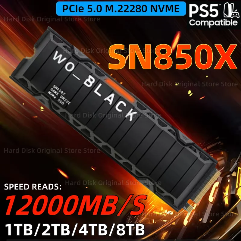 

Western Original BLACK SN850X SSD 8TB 4TB 2 ТБ NVMe внутренний игровой SSD твердотельный накопитель Gen4 PCIe M.2 2280 3D NAND для ПК PS5