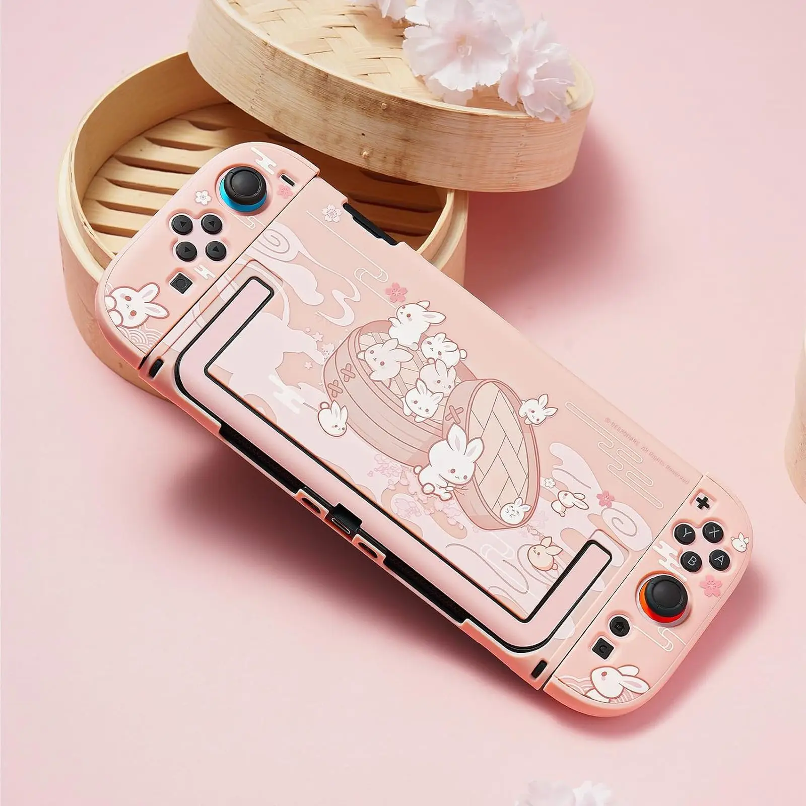 GeekShare Steamed Bun Rabbit Protective Shell Compatible with Switch 2, Kawaii Cartoon Dockable Case for Switch 2