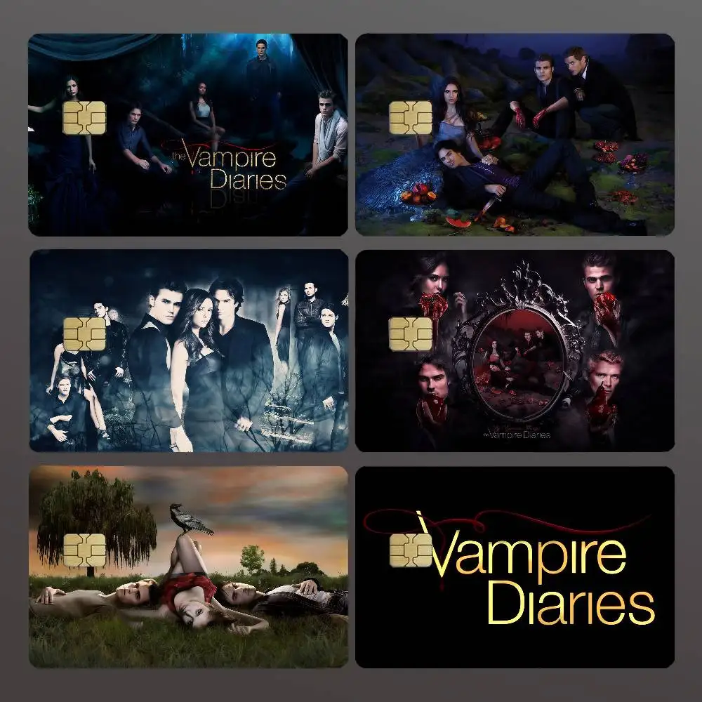 TV The Vampire Diaries Credit Skin Cover Card Stickers 4PCS Film Bus Pass Front Decoration Bank Debit Waterproof