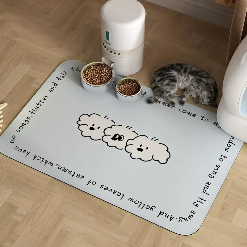 

Line Puppy Rubber Placemat Cat Eating Floor Mat Absorbent Pet Supplies Dog Large Cat Litter Bowl Mat