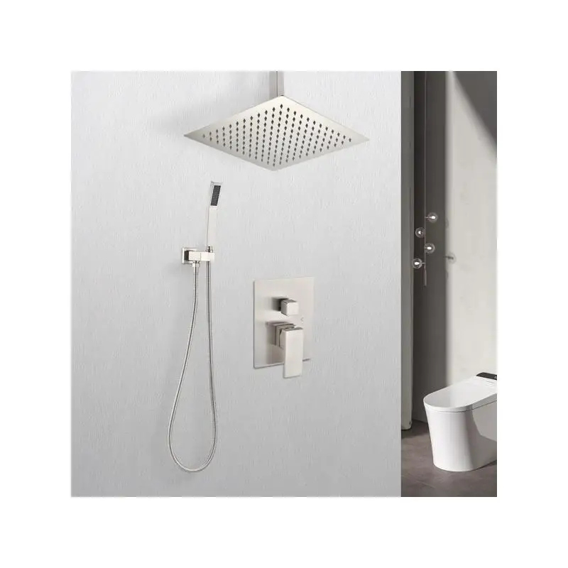

Ceiling Mounted Shower System Combo Set, Handheld Showerhead with 16-inch Rain Showerhead for Modern Bathrooms
