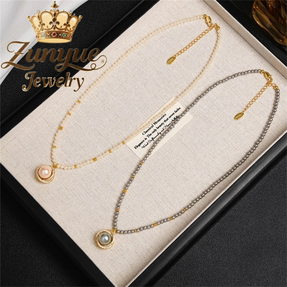 Pearl Necklace, Simple Yet Sophisticated, Light Luxury, Niche Collarbone Chain, Rose Pendant, Neckchain Accessory Charms Elegant