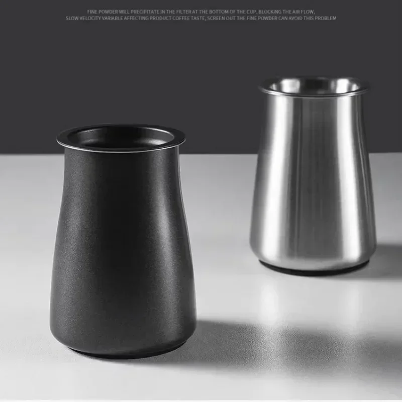 3 in 1 Coffee Powder Filter Powder Cup Stainless Steel Coffee Powder Sifter with Lid Bean Grinder Cup Coffee Brewing Tool