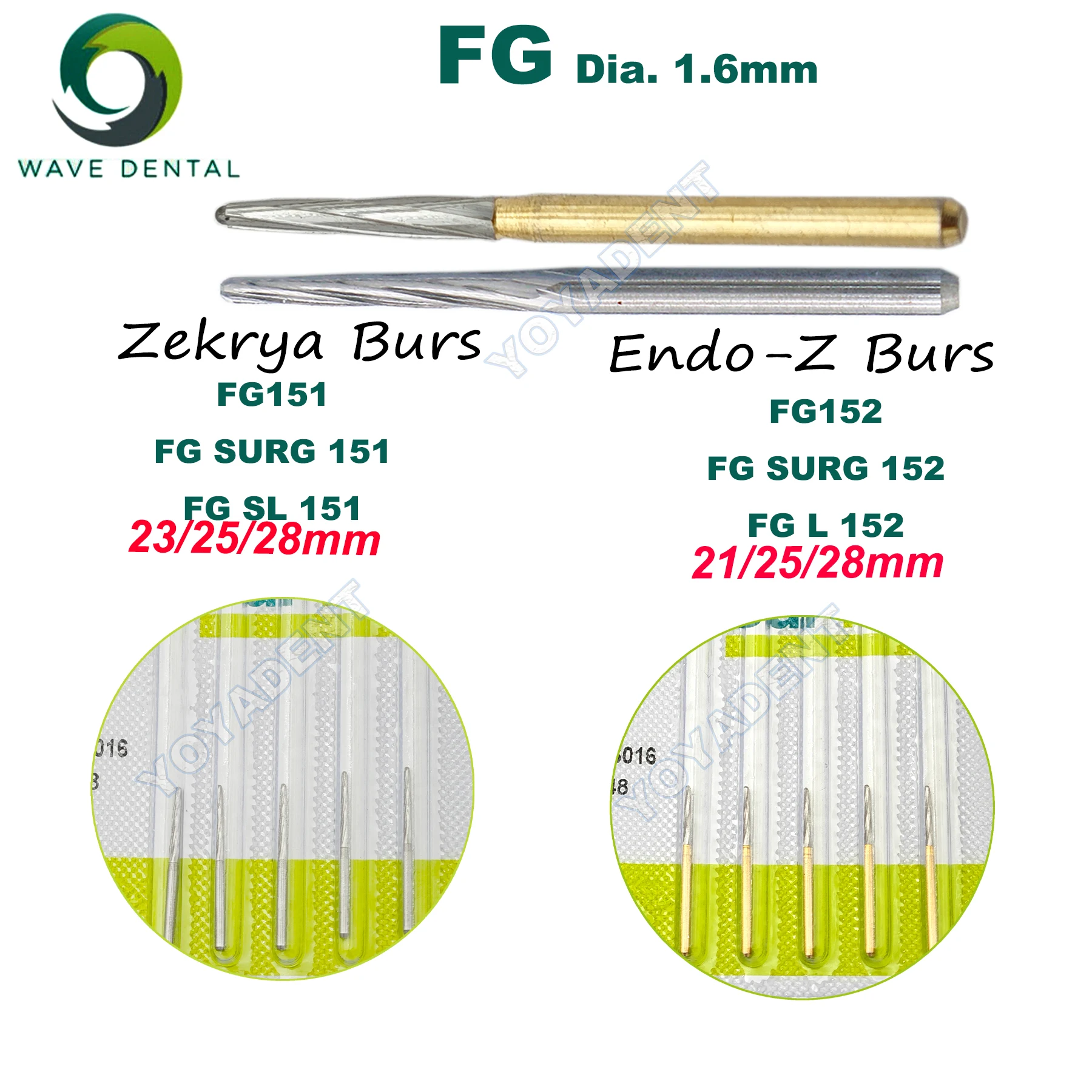 

WAVE Dental Extraction Burs Tungsten Carbide Burs Endo-Z/zekrya Burs FG 1.6mm For High Speed Handpiece 5Pcs/Pack