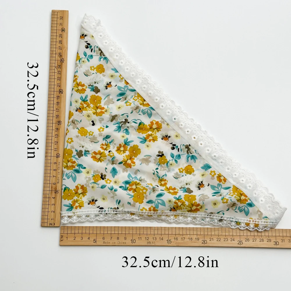 New Ins Lace Hair Scarf Floral Printed Headscarf Hat Retro Triangle Hair Band Women Travel Photo High Sense Headband Accessories