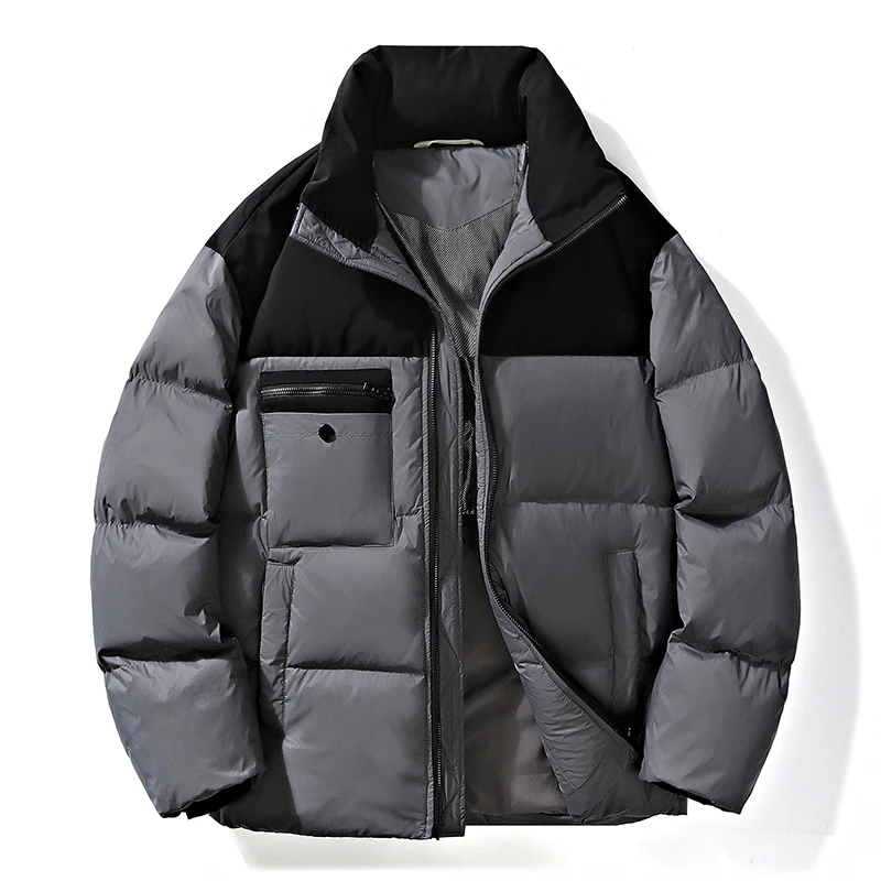 Men Winter Down Jacket New Fashion Color-Blocked Chest Pocket Design Outdoor Casual Sports Stand Collar coat Men Thermal Jacket