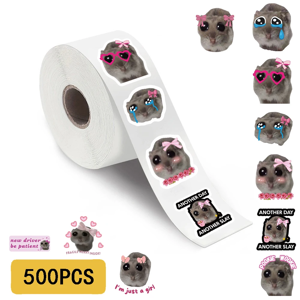500PCS sad hamster Sticker Coffee Art Picture Waterproof Skateboard Landscaping Suitcase Bicycle Retro Wall Room Coffee Bar Deco