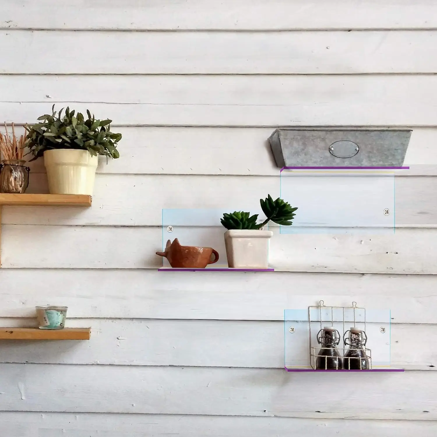Wall Shelf Acrylic Storage Rack Wall Storage Clear Adhesive Shelf For Living Room Record Display Bathroom Accessory