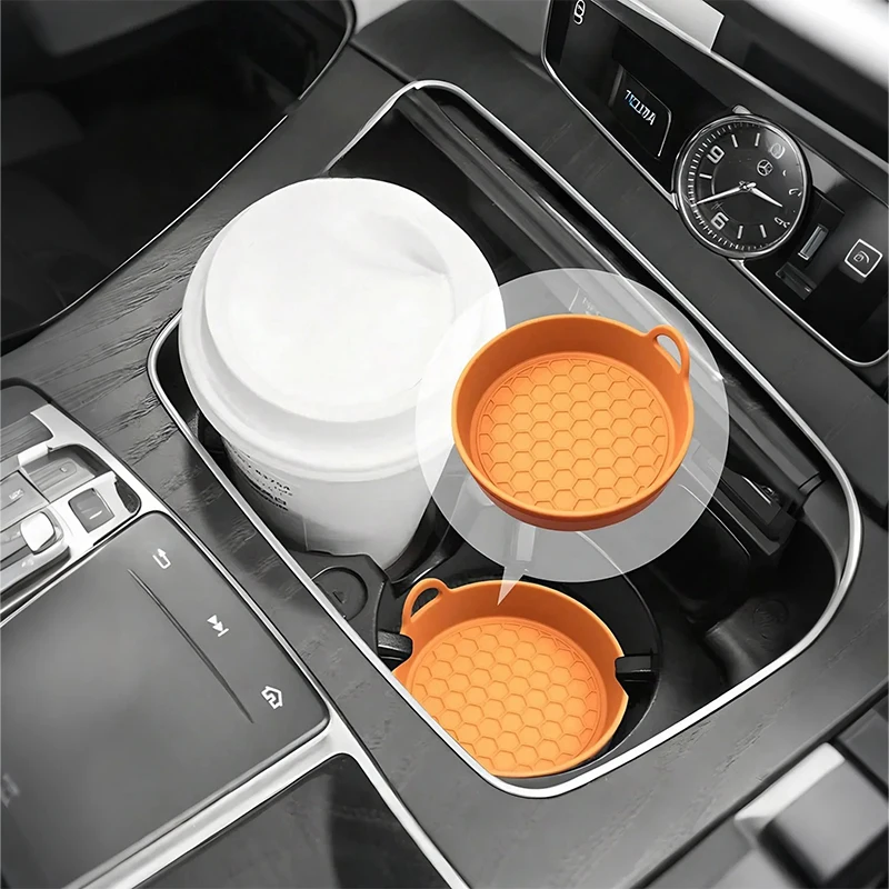 2Pcs Silicone Car Coasters - Non-Slip Heat-Resistant Design for Car Durable Eco-Friendly Spill-Proof Fits Most Cup Holders