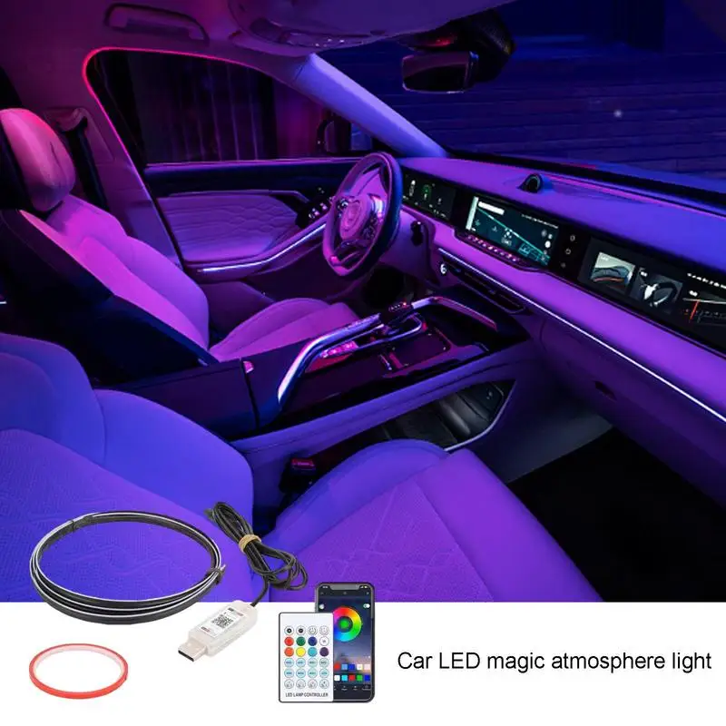 LED Lights For Inside Car 43in Water Proof Interior Car Light Strip Car Interior LED Strip Light With Concealed Design Car LED