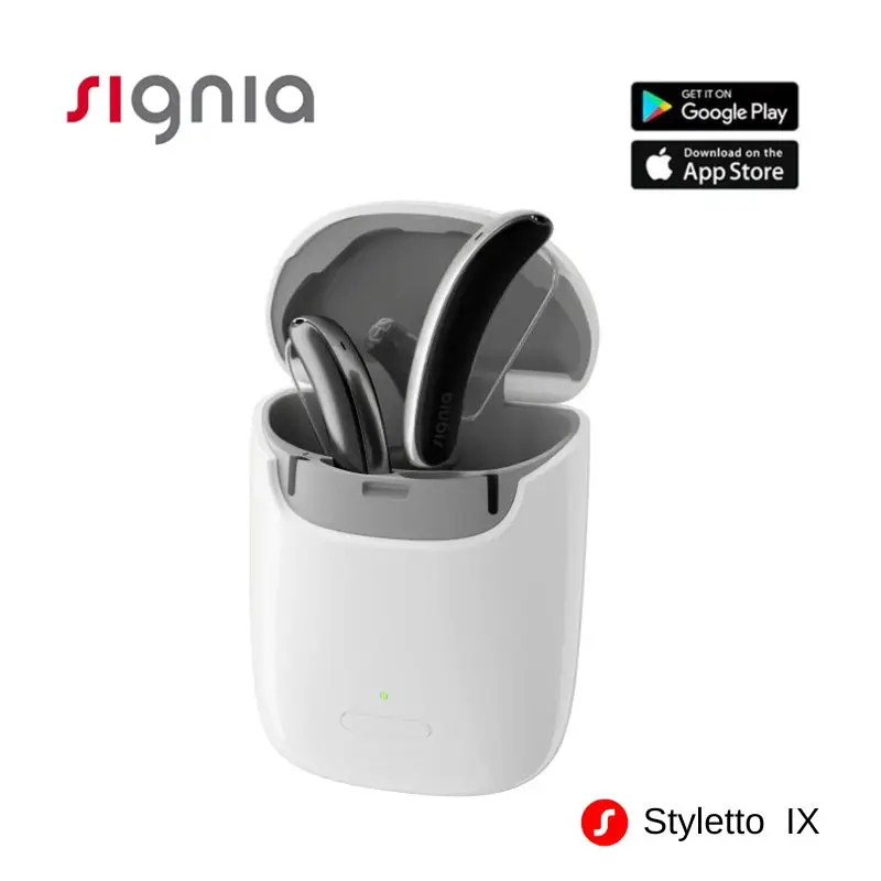 Signia Hearing Aids Styletto IX 110dB 16-48Channels Chargeable Bluetooth Adjustable Volume IP68 Waterproof for Hearing Loss