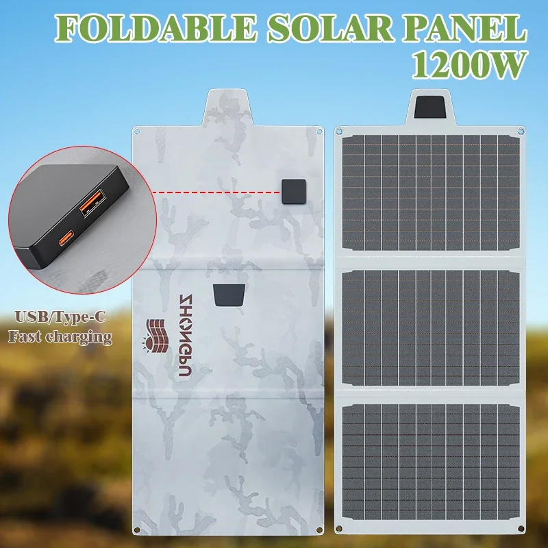 

1200W Foldable Solar Panel – Portable Power for Camping, RV & Emergencies w/ USB Outputs, Lightweight & Waterproof