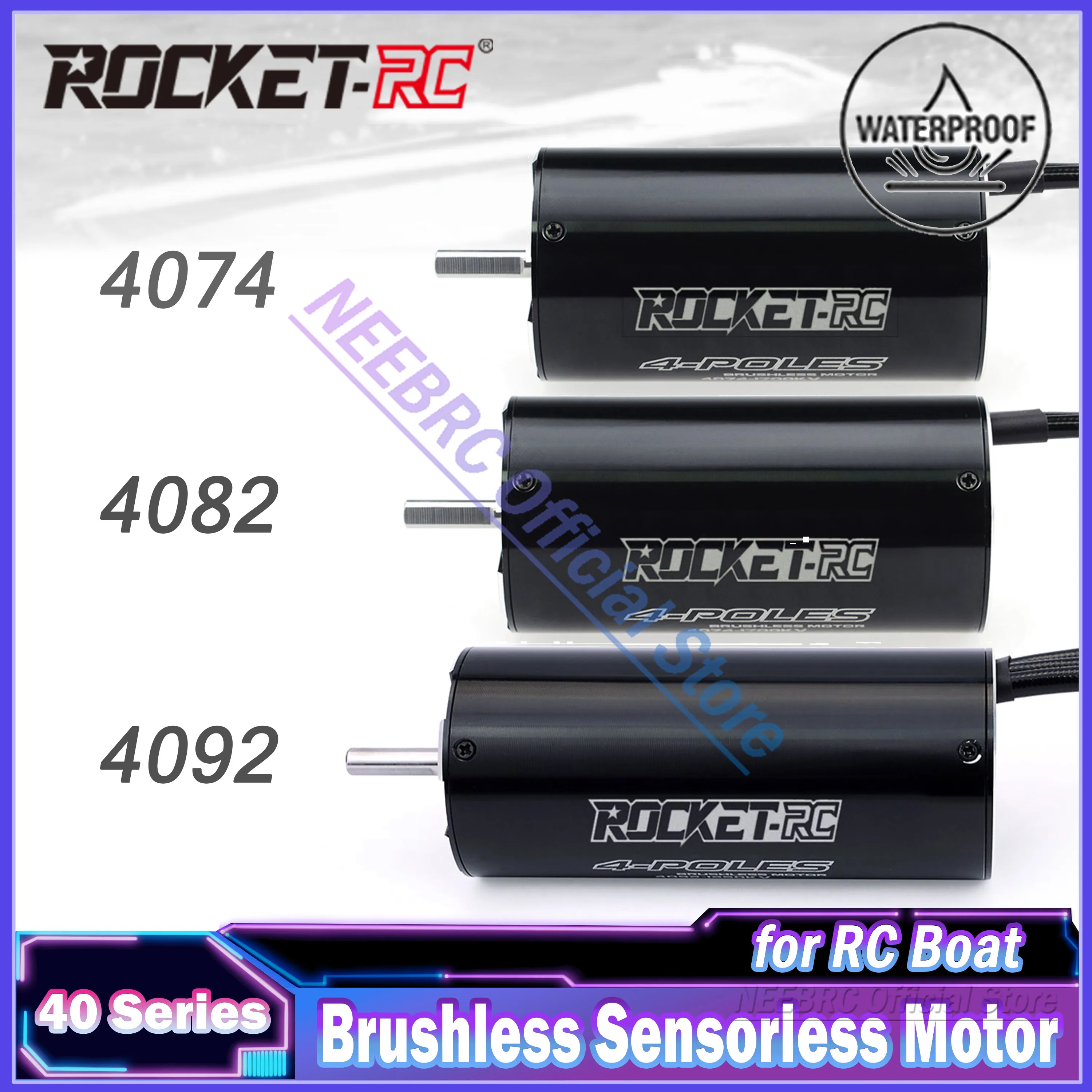 

Surpass Hobby Rocket 4074 4082 4092 1250KV-2250KV Waterproof 4 Poles Sensorless Brushless Motor 5mm Shaft for 600-800mm RC Boat