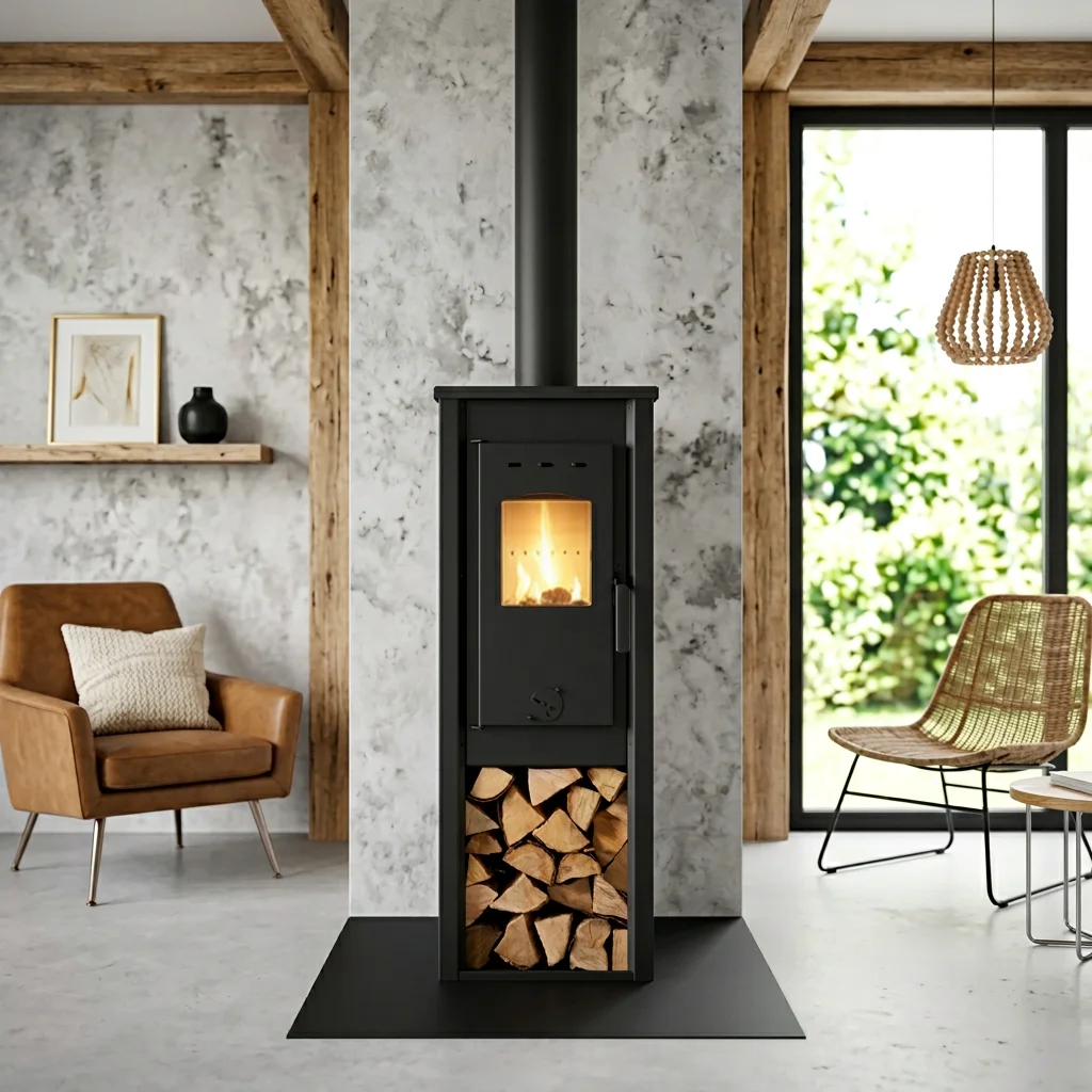 R0602A Smokeless Thin Steel Wood Stove Indoor Home Heating Fireplace Durable Burning Furnace