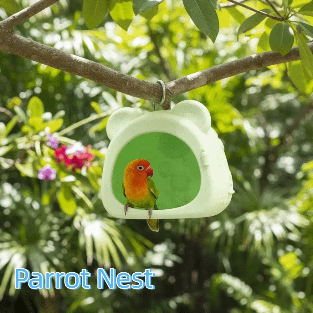 Warm Light Bird Breeding Nest Hanging Bite Resistant Ambient Light Birdcage Bear Shape Multi-Purpose Hamster Bed House Outdoor