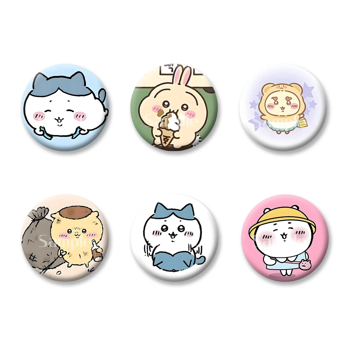 

Flash Badge Cards Chiikawa Anime Cartoon Cute Style Girl Keychains Convenient Makeup Mirror Fridge Magnet ACG Accessories