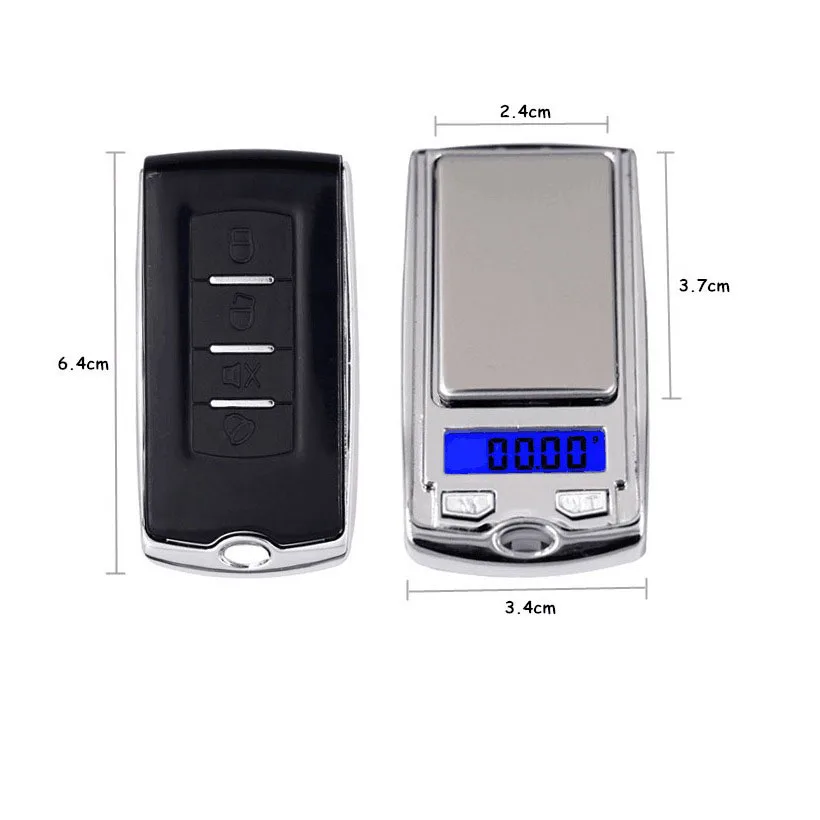 Pocket scale 200g/0.01g Precision Portable Car Key Shape Mini Digital Electronic Gram kitchen Scale with LCD Display Batteries