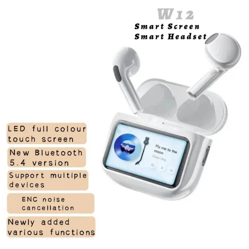 New Creative Wireless Bluetooth Earphones Ultra Long Standby ENC Noise Reduction With LED Color Smart Touch Screen Birthday Gift