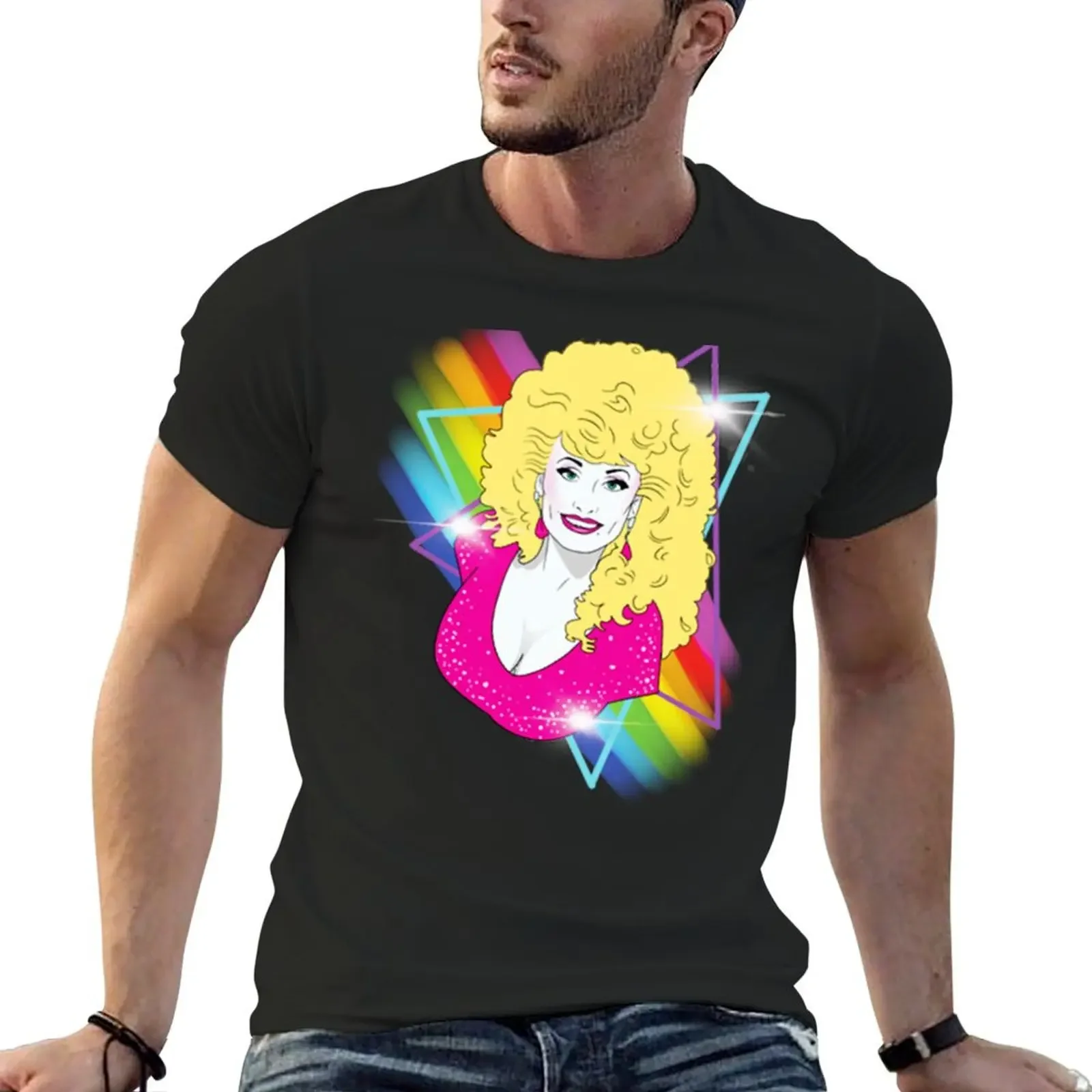 Dolly Parton Rainbow Dolly (smaller) - New des T-Shirt vintage graphic tee hippie clothes mens graphic t-shirts anime